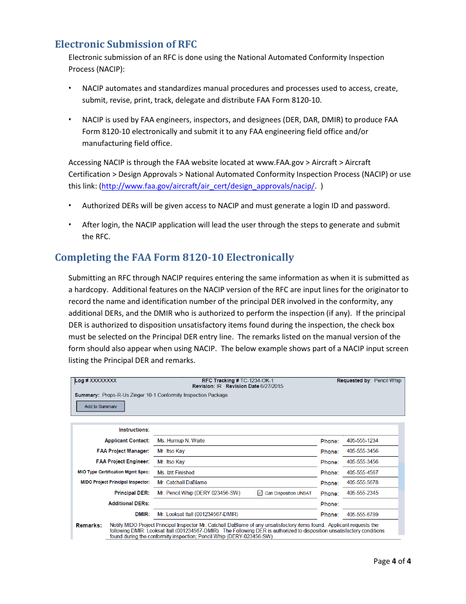 Instructions for FAA Form 8120-10 Request for Conformity, Page 4