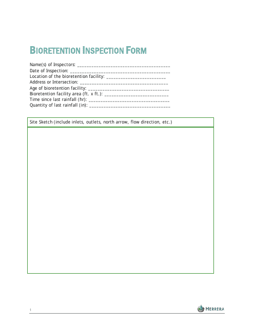 Bioretention Inspection Form - Herrera Download Pdf