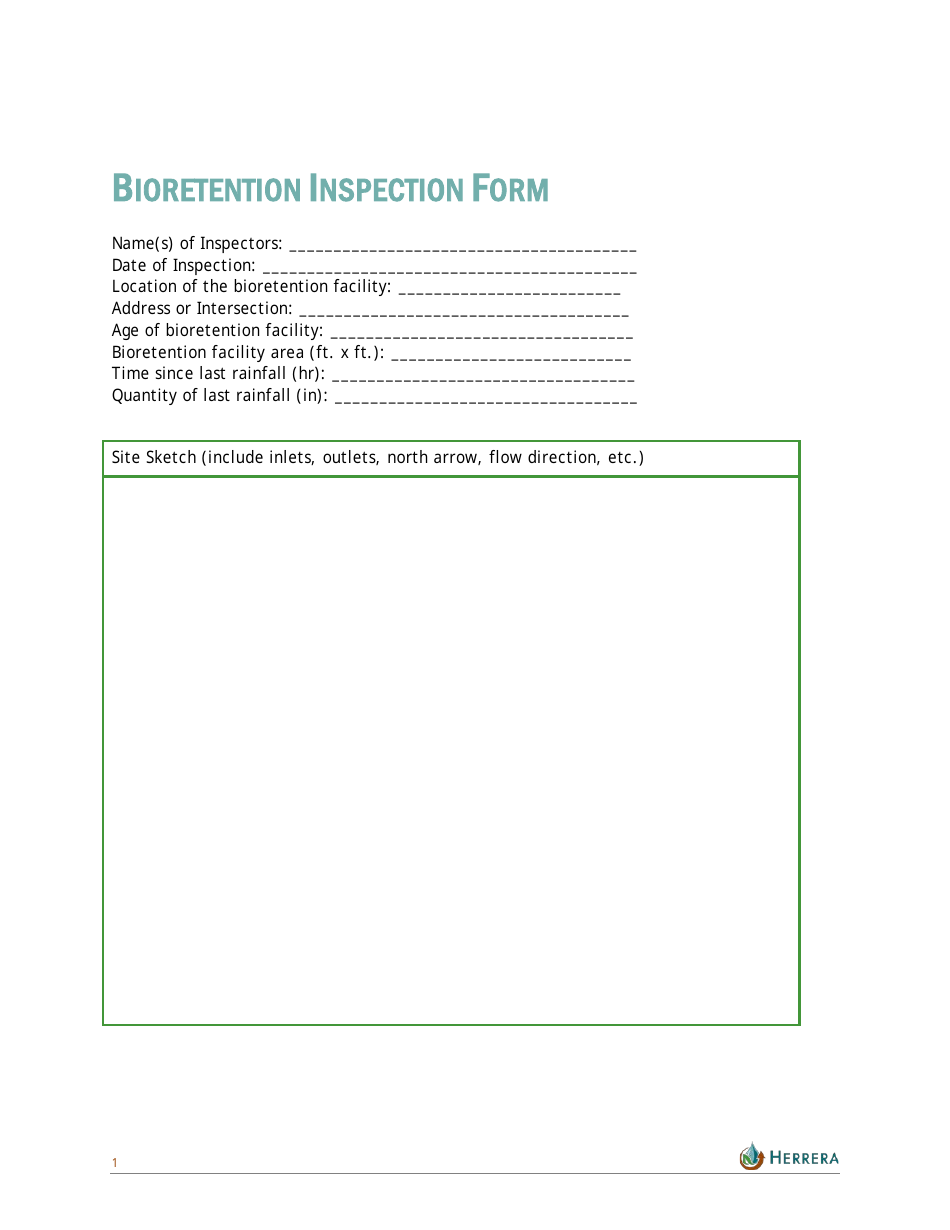 Bioretention Inspection Form - Herrera, Page 1