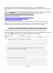 Protocol for Conducting the Health Screening Events in the State of Illinois - Illinois, Page 2