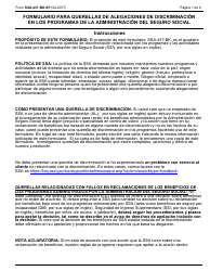Document preview: Formulario SSA-437-BK-SP Formulario De Querella Por Discriminacion (Spanish)