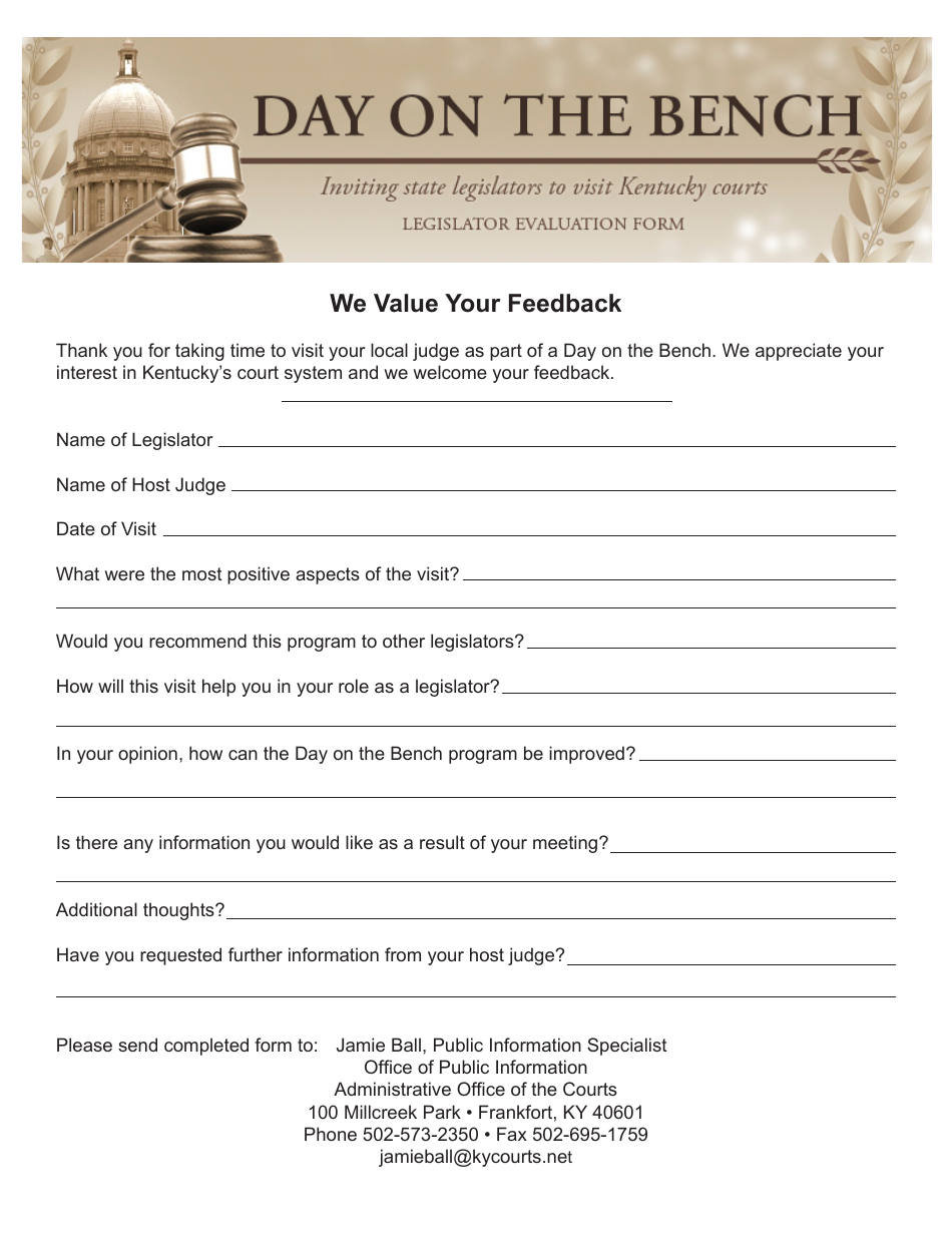 Visit Feedback Form - Kentucky, Page 1