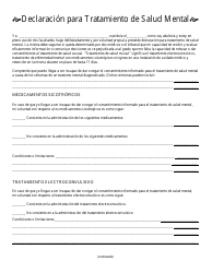 Document preview: Declaracion Para Tratamiento De Salud Mental - Illinois (Spanish)
