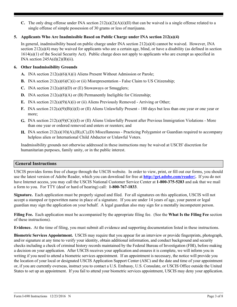 Instructions for USCIS Form I-690 Application for Waiver of Grounds of Inadmissibility, Page 3