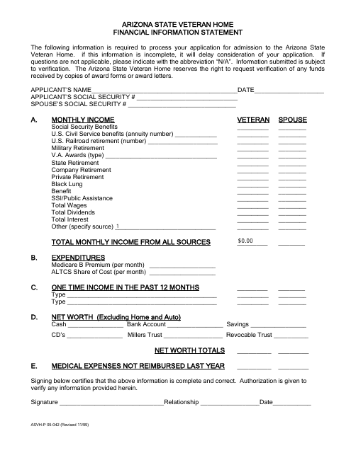 Form ASVH-P05-042  Printable Pdf