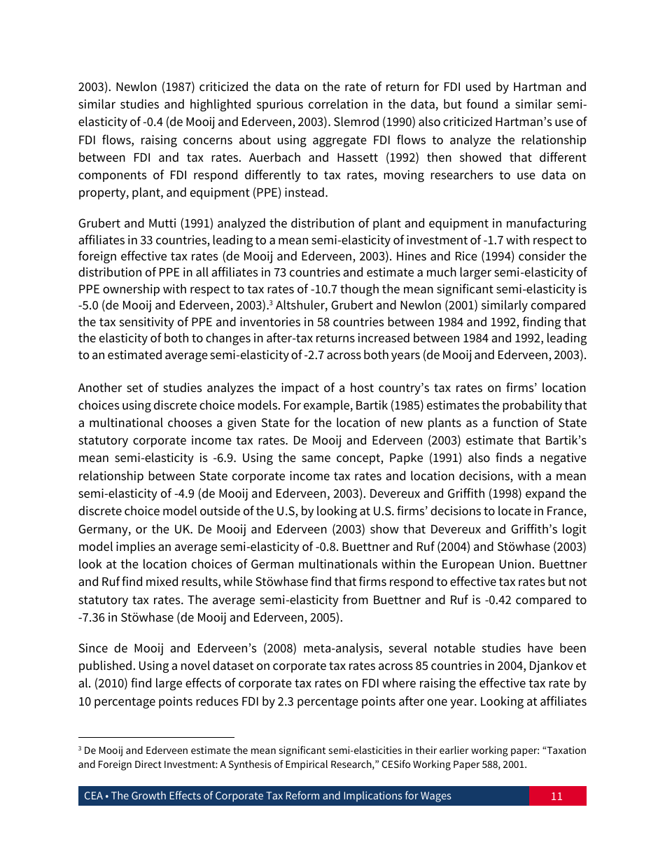 The Growth Effects of Corporate Tax Reform and Implications for Wages, Page 12