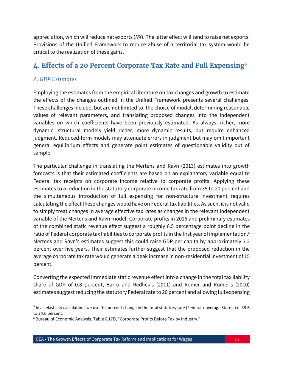 The Growth Effects of Corporate Tax Reform and Implications for Wages, Page 14