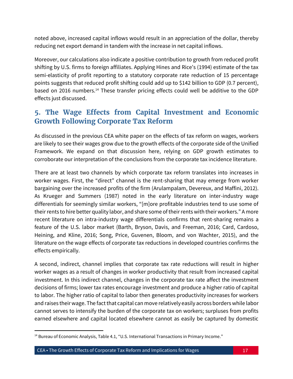 The Growth Effects of Corporate Tax Reform and Implications for Wages, Page 18