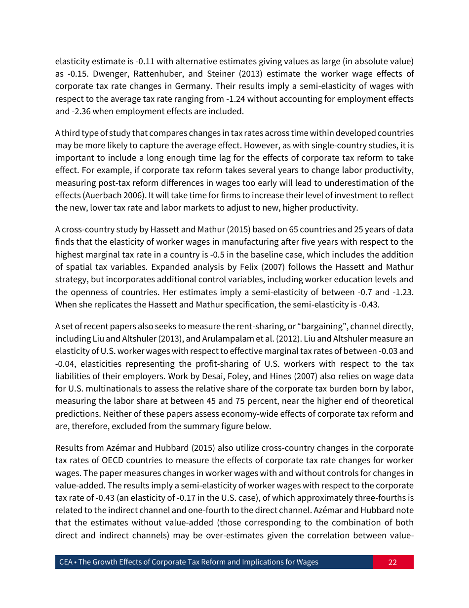 The Growth Effects of Corporate Tax Reform and Implications for Wages, Page 23