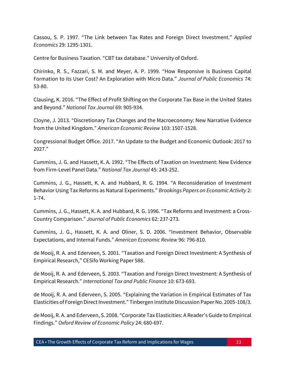 The Growth Effects of Corporate Tax Reform and Implications for Wages, Page 34