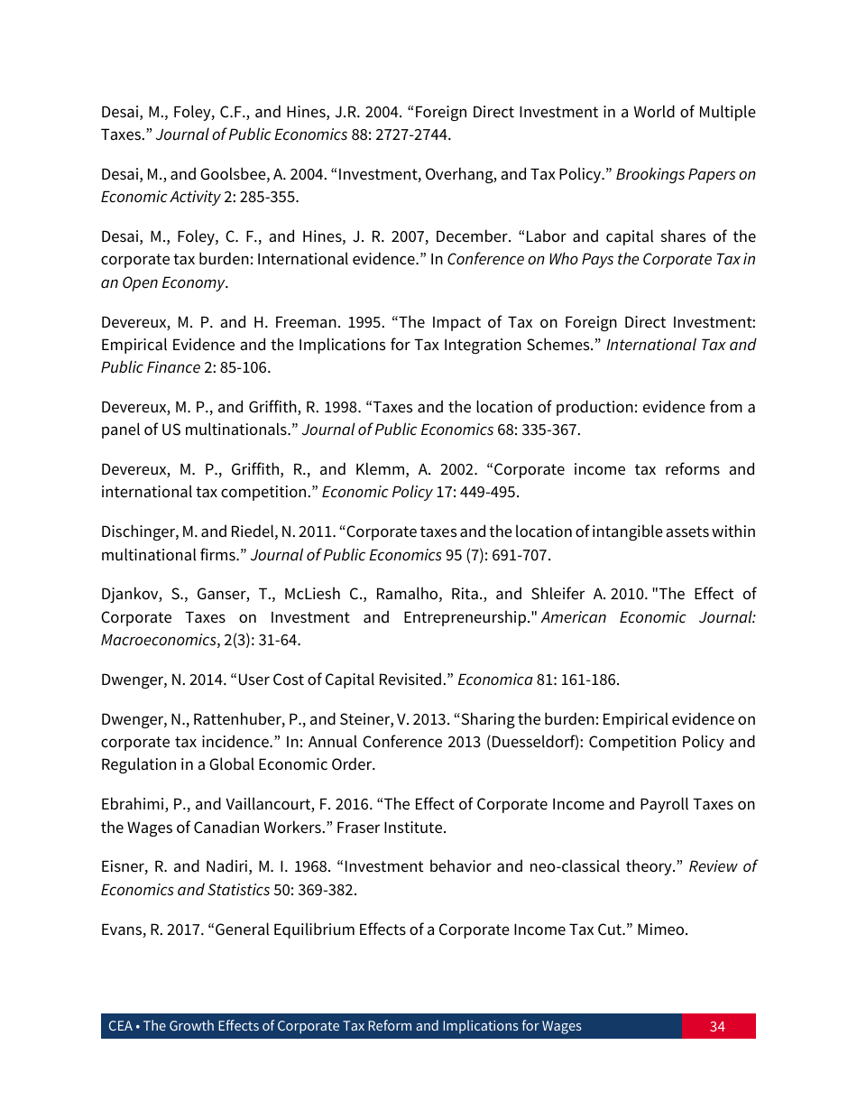 The Growth Effects of Corporate Tax Reform and Implications for Wages, Page 35