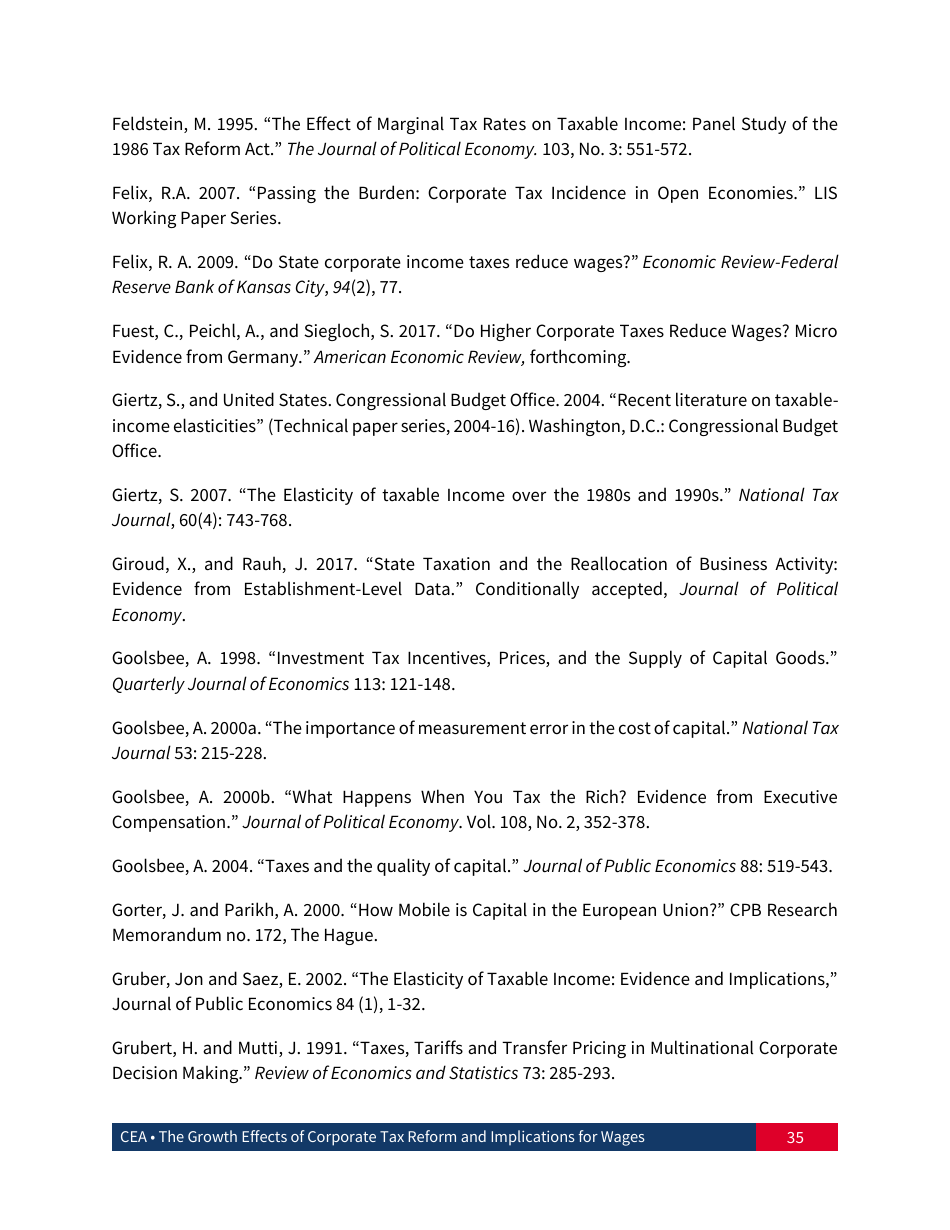 The Growth Effects of Corporate Tax Reform and Implications for Wages, Page 36