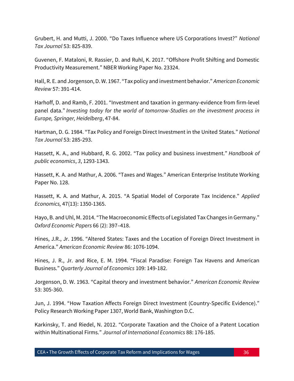 The Growth Effects of Corporate Tax Reform and Implications for Wages, Page 37