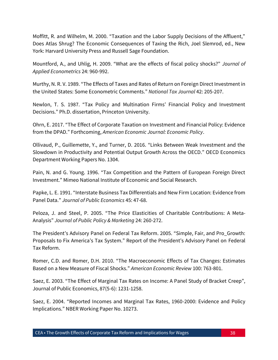 The Growth Effects of Corporate Tax Reform and Implications for Wages, Page 39