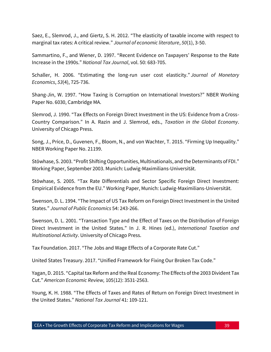 The Growth Effects of Corporate Tax Reform and Implications for Wages, Page 40