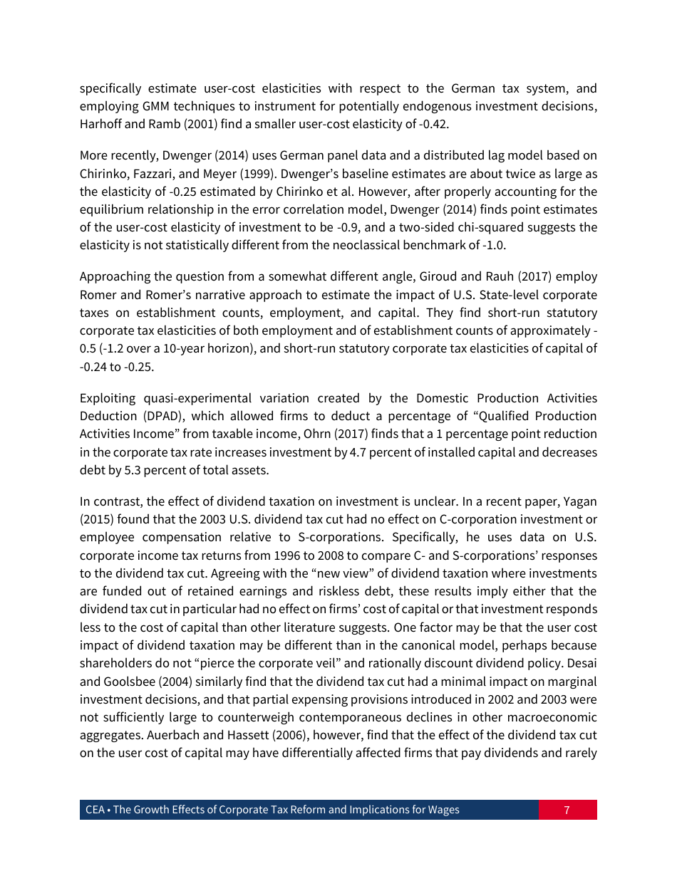 The Growth Effects of Corporate Tax Reform and Implications for Wages, Page 8