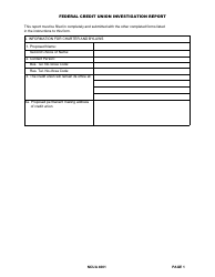 NCUA Form 4001 Federal Credit Union Investigation Report