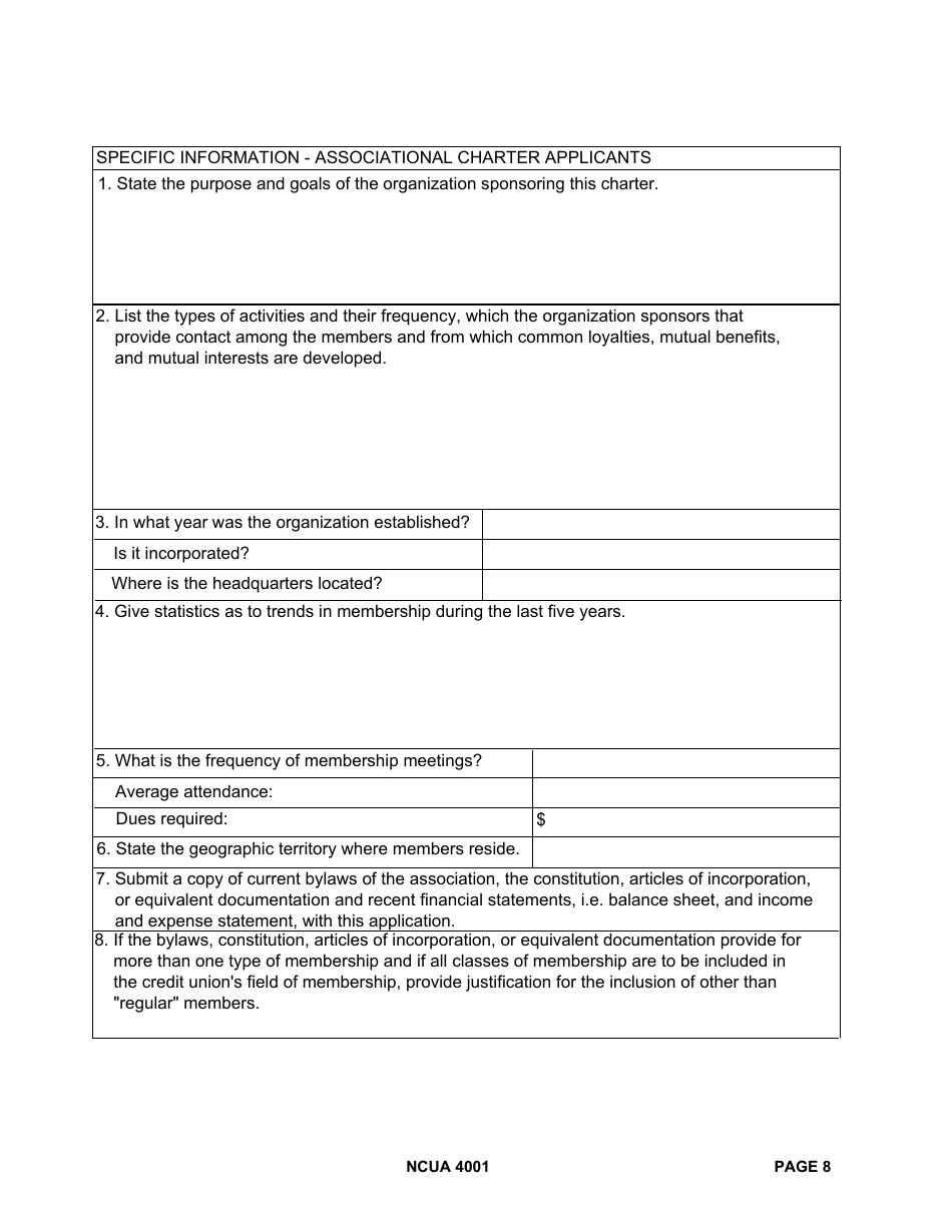 NCUA Form 4001 Federal Credit Union Investigation Report, Page 8