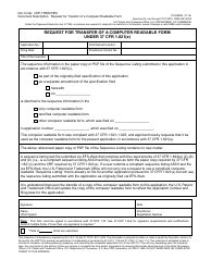 Form PTO/SB/93 &quot;Request for Transfer of a Computer Readable Form Under 37 Cfr 1.821(E)&quot;