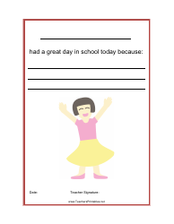 Document preview: Great School Day Feedback Form