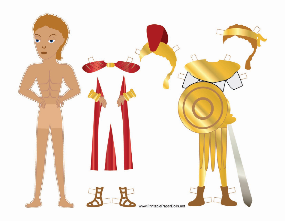 Roman Soldier Paper Doll Template - Printable Paper Doll for Kids