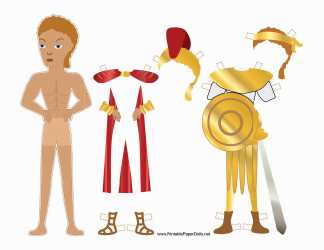 Document preview: Roman Soldier Paper Doll Template