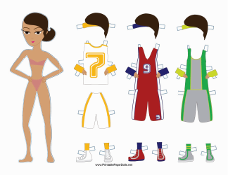 Document preview: Female Basketball Player Paper Doll Template