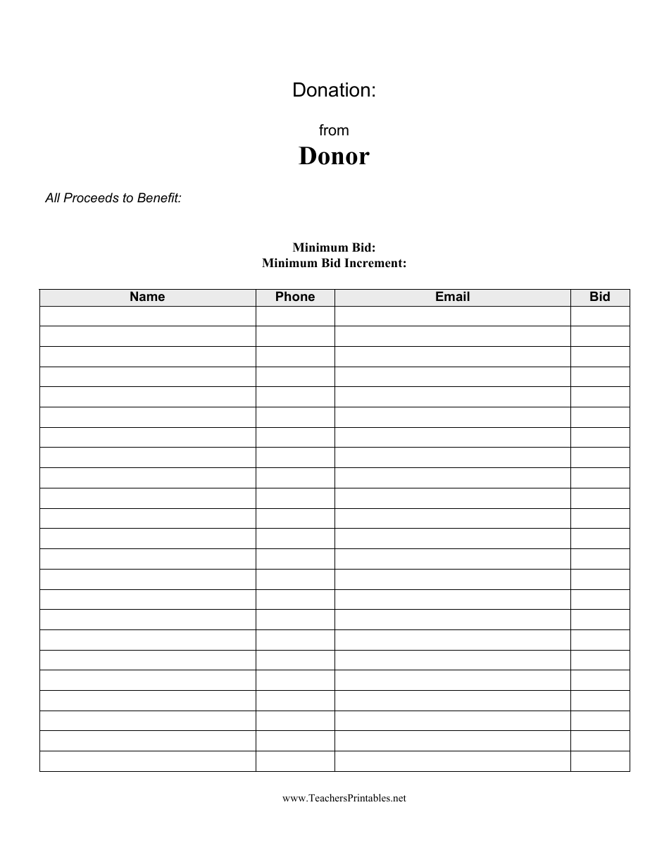 Donation Form, Page 1