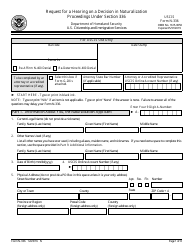 USCIS Form N-336 Request for a Hearing on a Decision in Naturalization Proceedings Under Section 336