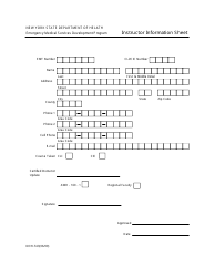 Instructions for Form DOH-743 &quot;Instructor Information Sheet&quot; - New York