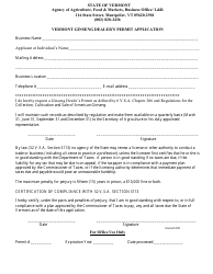 Vermont Ginseng Dealer's Permit Application Form - Vermont