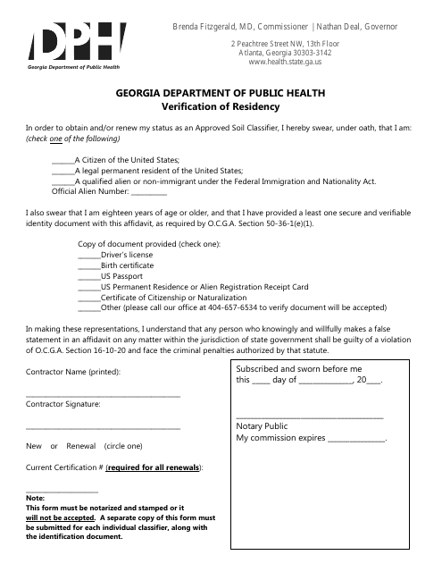 Verification of Residency - Georgia (United States)