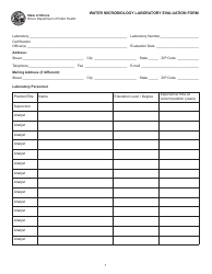 Water Microbiology Laboratory Evaluation Form - Illinois