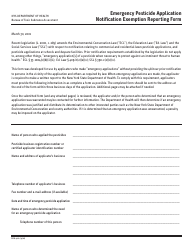 Document preview: Form DOH-4212 Emergency Pesticide Application Notification Exemption Reporting Form - New York