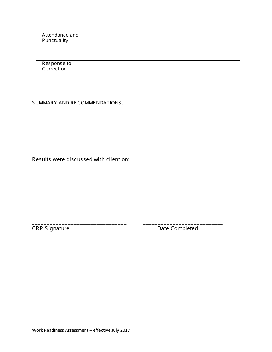 Work Readiness Assessment Form - Tennessee, Page 3