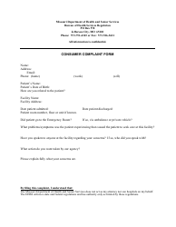Document preview: Consumer Complaint Form - Missouri
