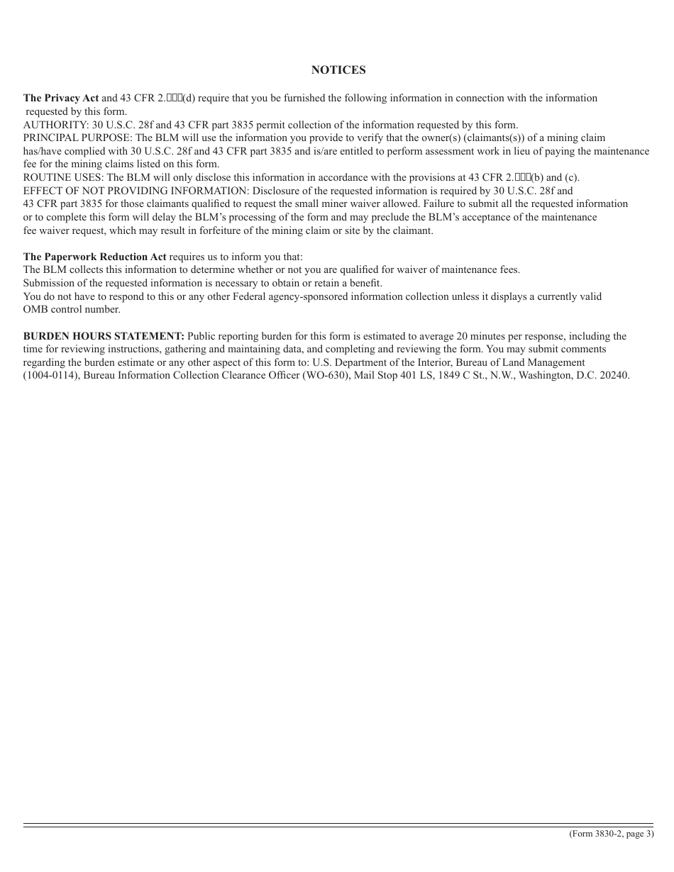 Form 3830-2 Maintenance Fee Waiver Certification, Page 3