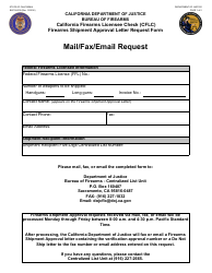 Form BOF08-300 California Firearms Licensee Check (Cflc) Firearms Shipment Approval Letter Request Form - California