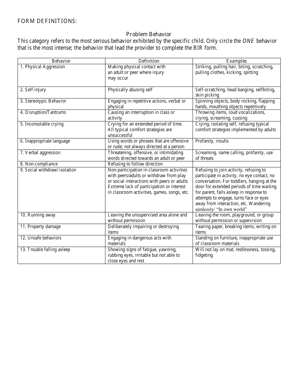 Childs Behavior Incident Report Template, Page 3