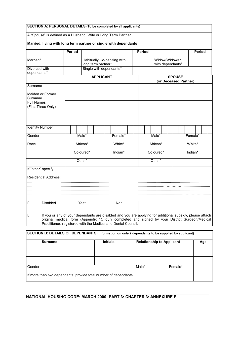Annexure F Application for a Project Linked Subsidy - South Africa, Page 3