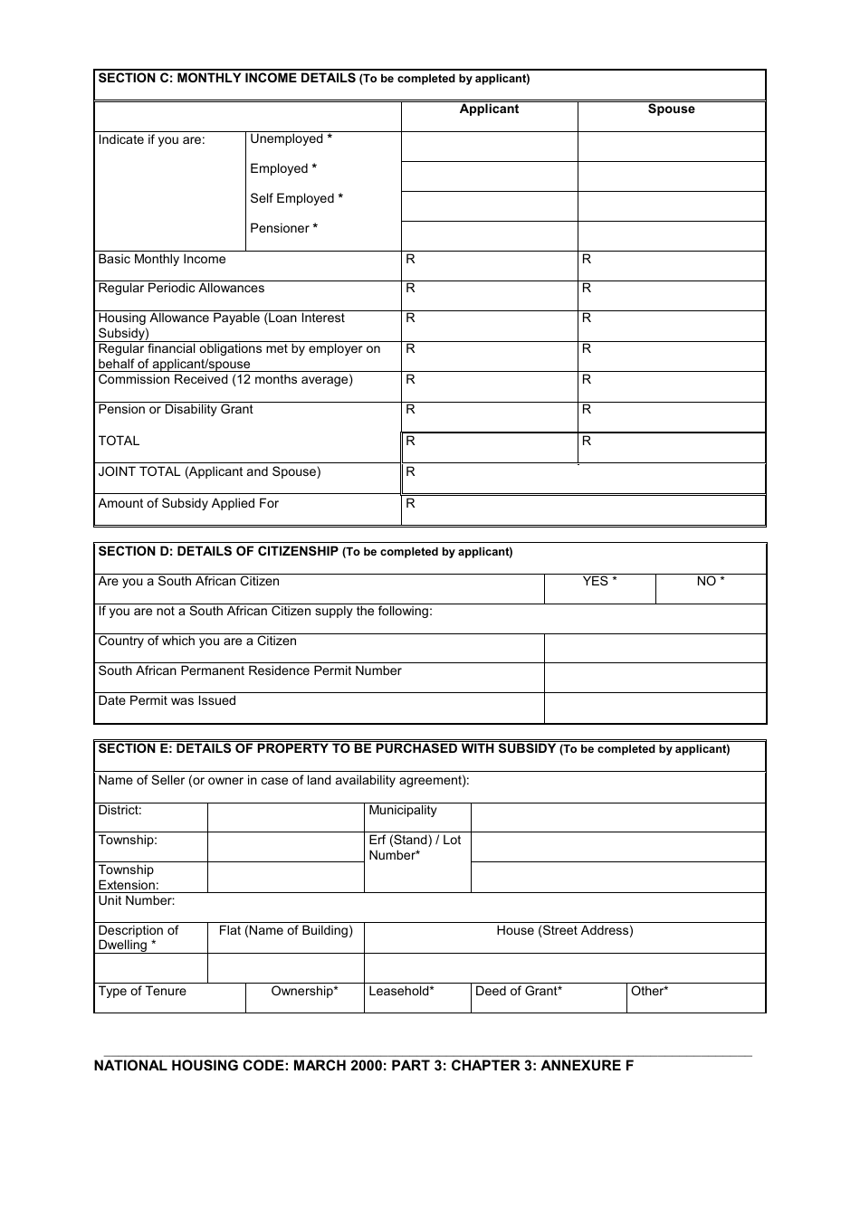 Annexure F Application for a Project Linked Subsidy - South Africa, Page 4