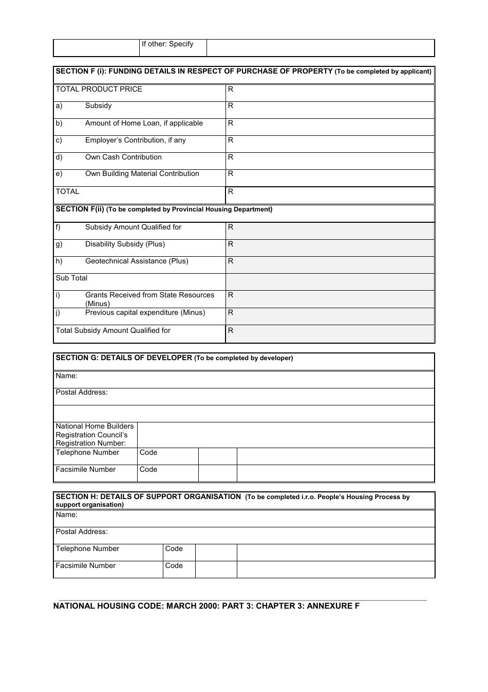 Annexure F Application for a Project Linked Subsidy - South Africa, Page 5