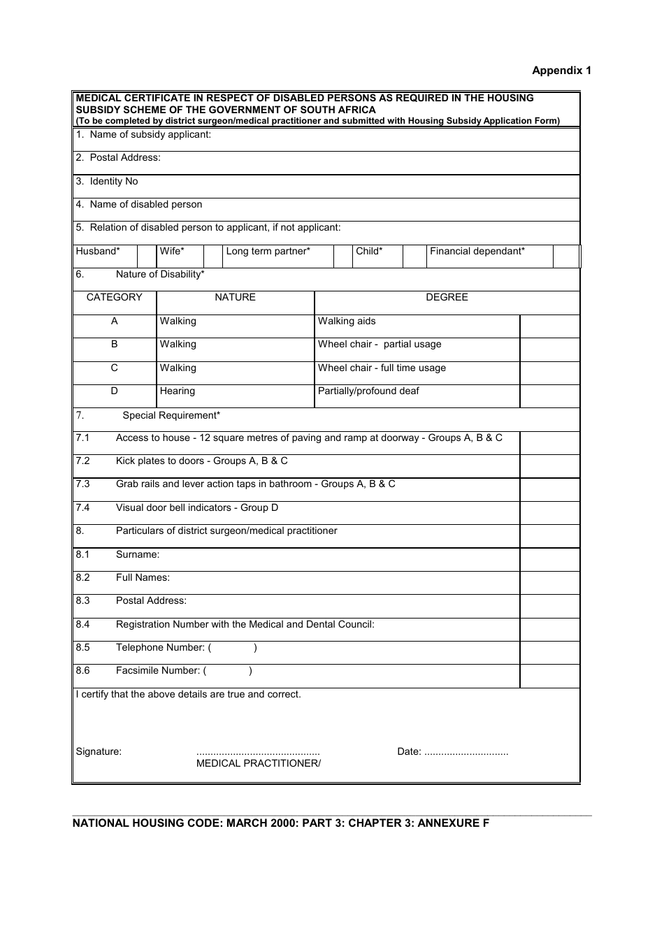 Annexure F Application for a Project Linked Subsidy - South Africa, Page 8