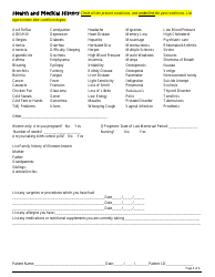 Patient Intake Form - With Daily Habits, Page 2