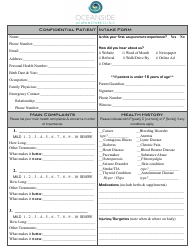 Patient Intake Form - Oceanside Acupuncture Clinic