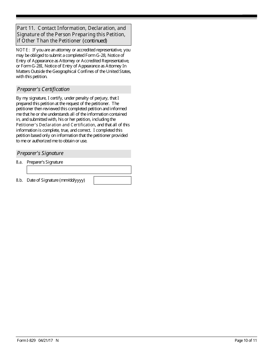 USCIS Form I-829 Petition by Entrepreneur to Remove Conditions on Permanent Resident Status, Page 10