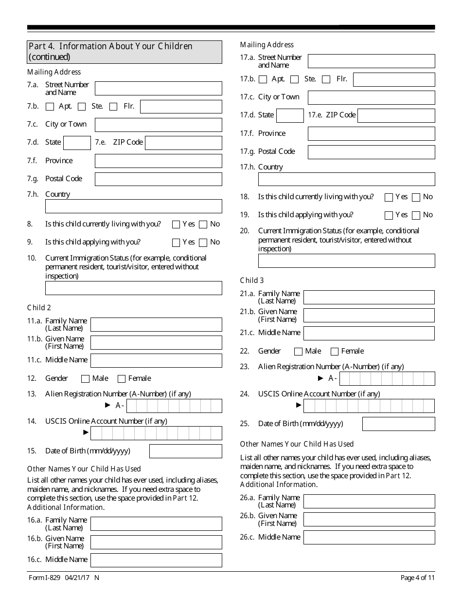 USCIS Form I-829 Petition by Entrepreneur to Remove Conditions on Permanent Resident Status, Page 4