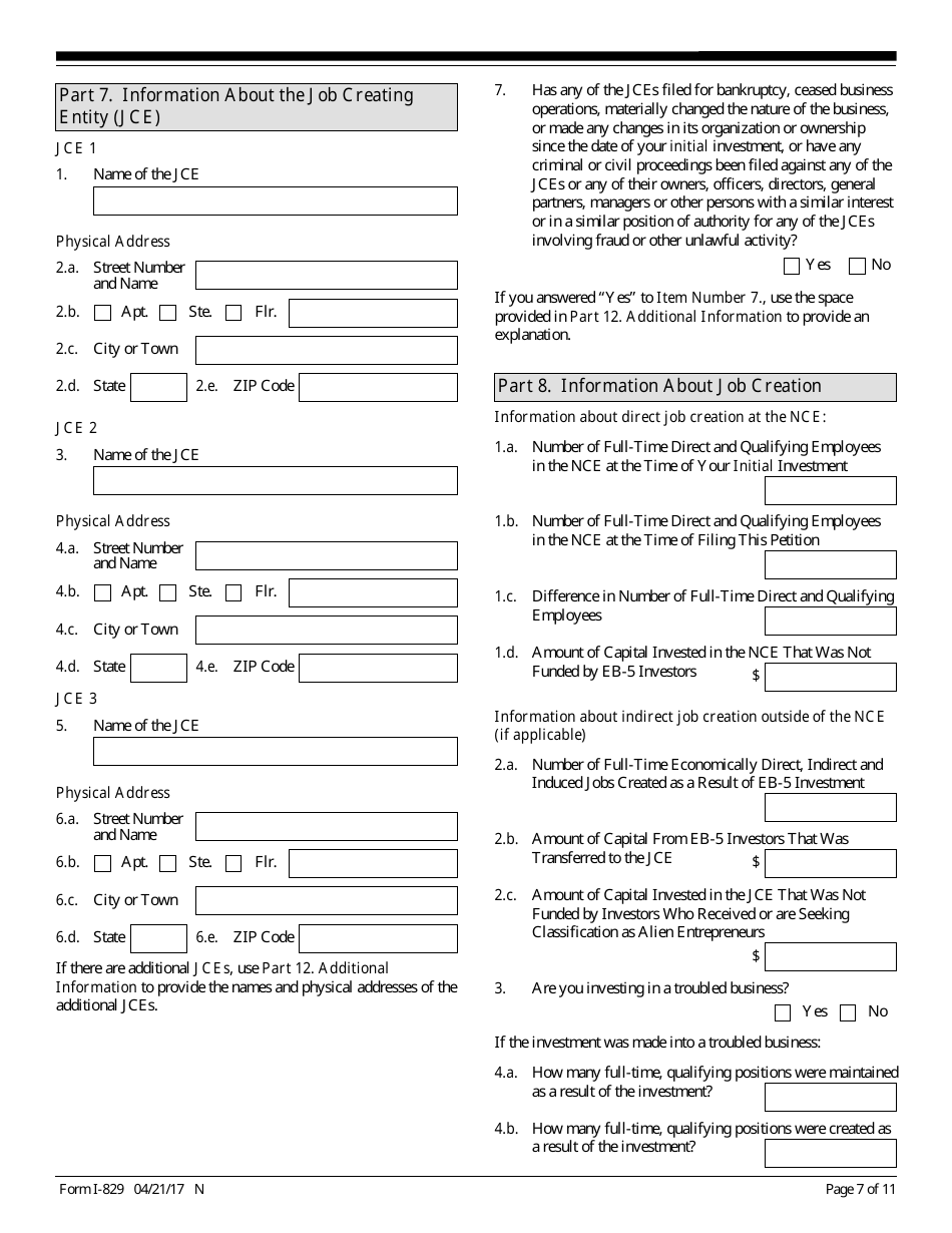 USCIS Form I-829 Petition by Entrepreneur to Remove Conditions on Permanent Resident Status, Page 7