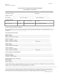 Document preview: Form 032-05-0401-00-ENG Voluntary Registration Program Children's Record - Virginia