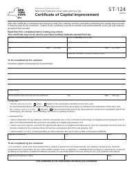 Form ST-124 &quot;Certificate of Capital Improvement&quot; - New York